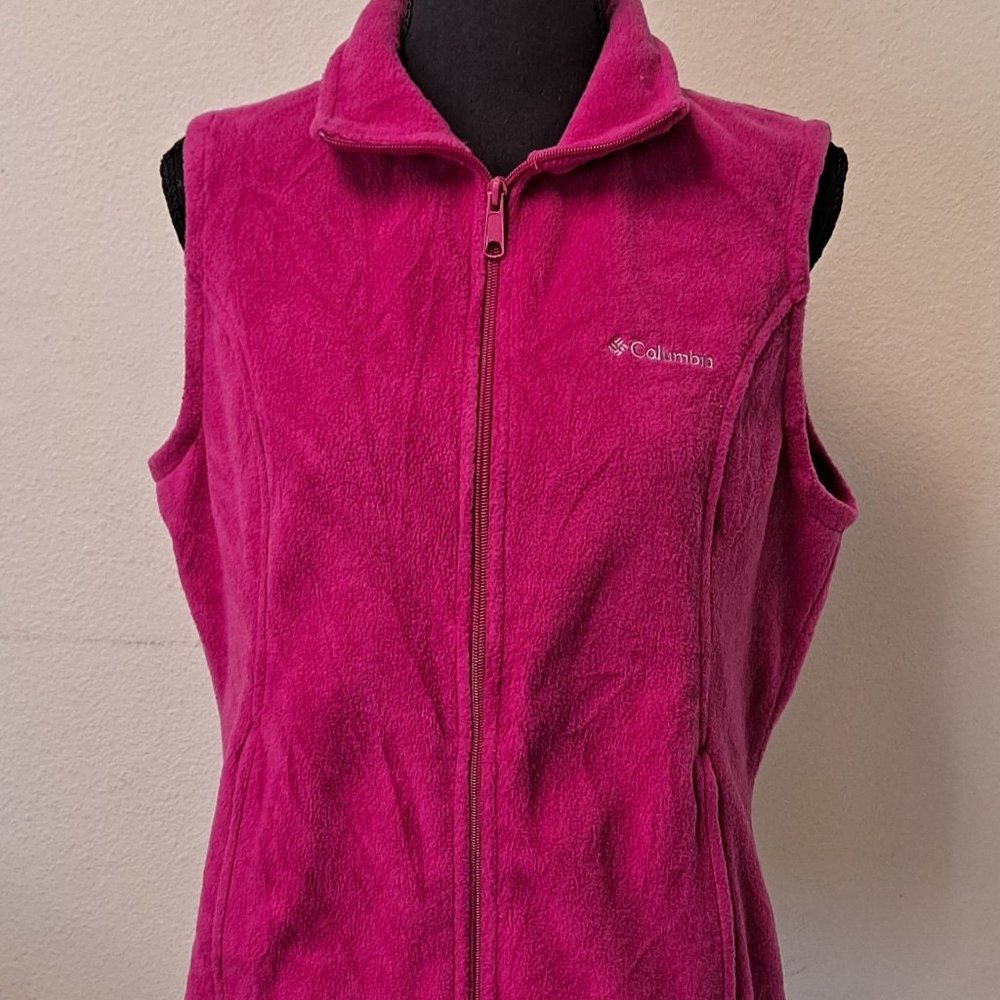 Columbia Women's Rose Pink Full Zip Mock Neck Basic Vest Jacket Size Medium